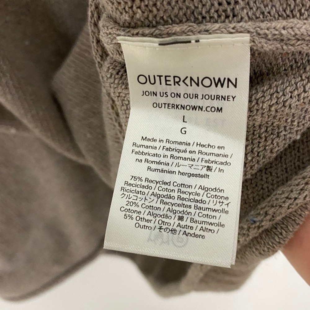 Outerknown Crescent Knit Roll Neck Sweater Womens Large Brown Short Sleeve - Picture 5 of 7